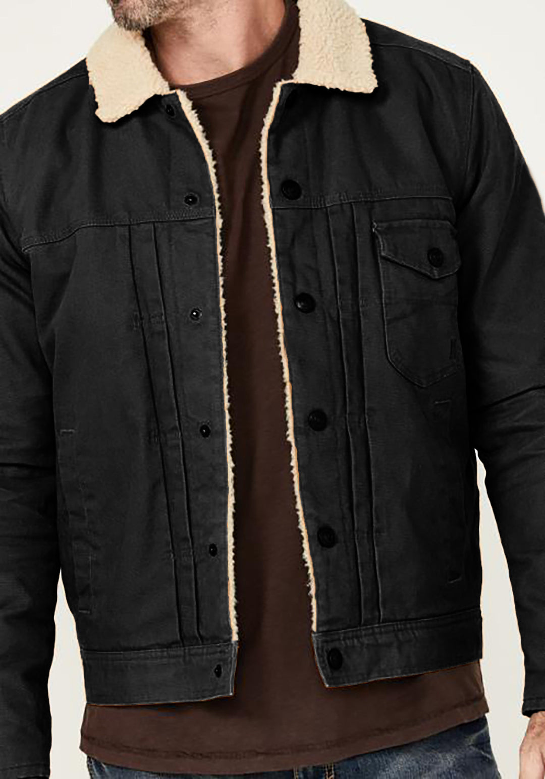 Herren kuschelige und stylische Fleecejacke mit Druckknöpfen R&B