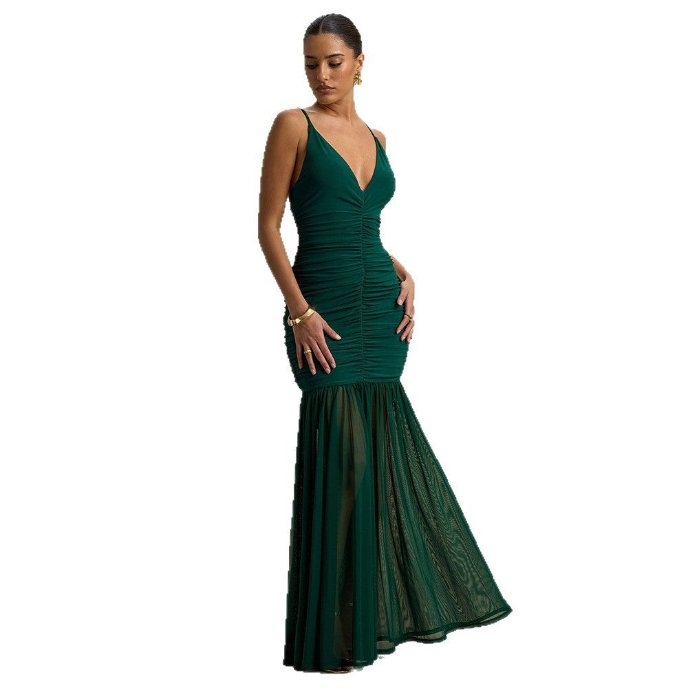 Damen Elegantes bodenlanges Kleid mit raffinierten Rüschendetails R&B