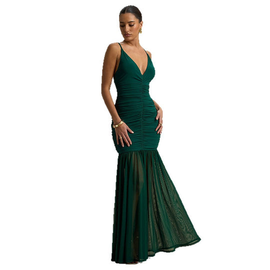 Damen Elegantes bodenlanges Kleid mit raffinierten Rüschendetails R&B