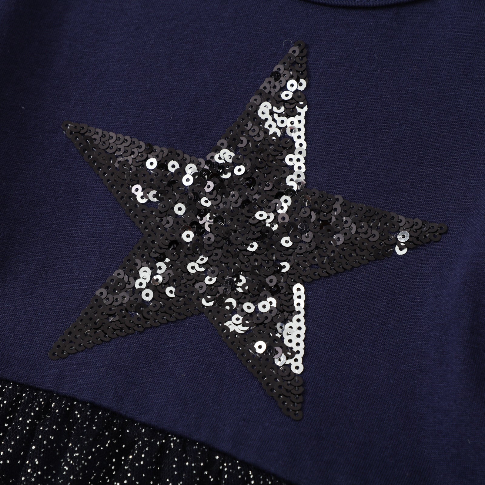 Mädchen Kleid mit glitzerndem Sternenmotiv und Tüllrock R&B