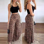 Damen weite Palazzohosen mit Leopardenmuster R&B