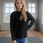 Damen lässiger Pullover mit weitem Schnitt und modernem Rippstrickdesign R&B