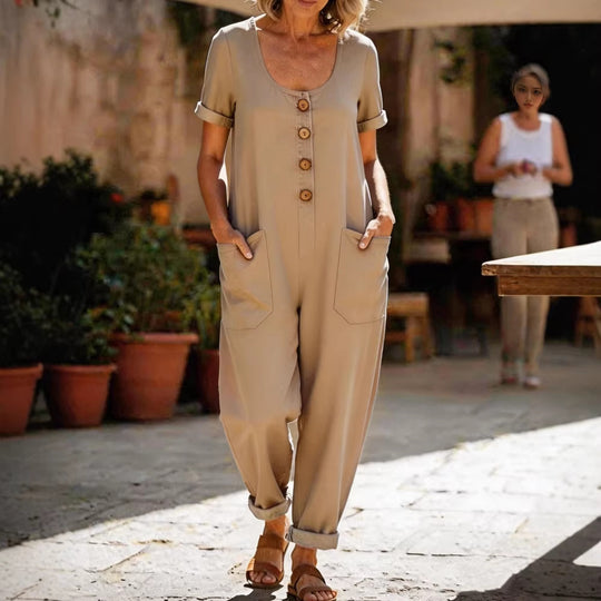 Damen Jumpsuit mit western-inspirierten Knopfdetails R&B
