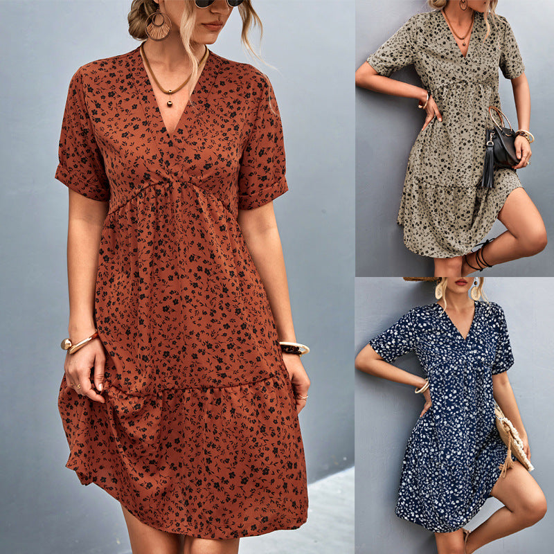 Damen Maxikleid mit floralem Muster und elastischer Taillierung R&B