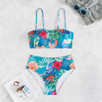 Damen Hochtailliertes Bikini-Set mit floralem Druck R&B