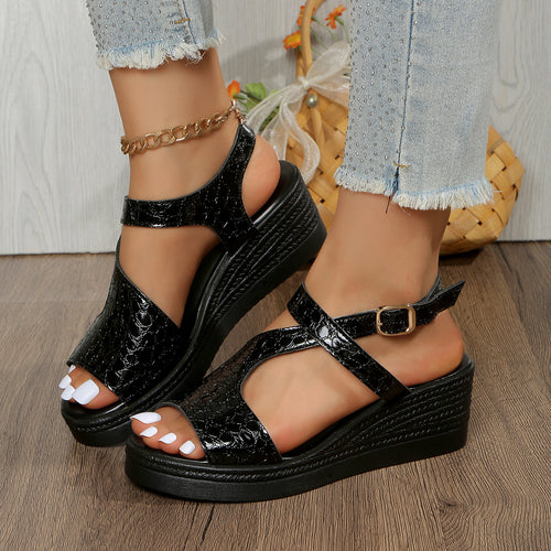 Damen Metallic Plateau Sandalen R&B