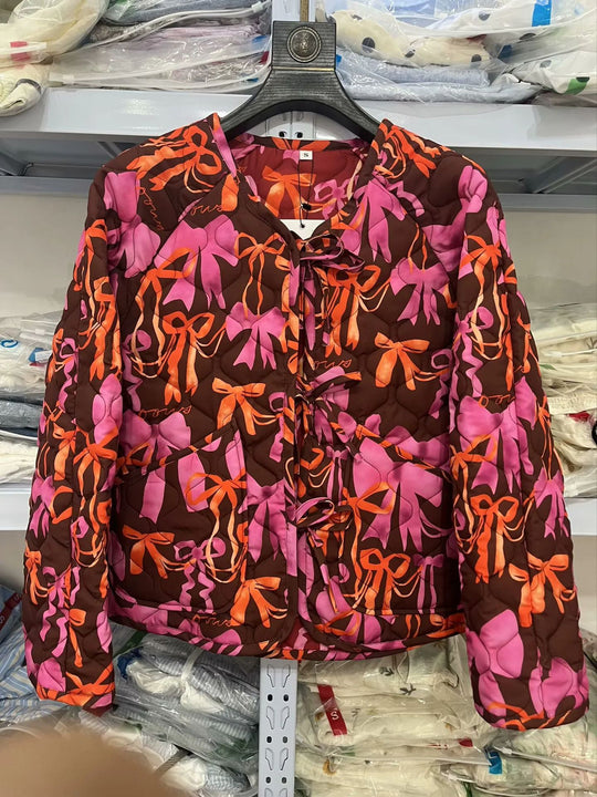 Damen Steppjacke mit verspieltem Schleifenmuster R&B