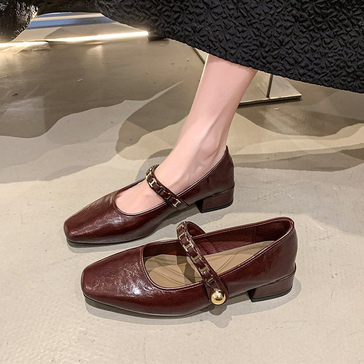 Damen elegante Mary Jane Ballerinas mit dekorativem Riemen R&B