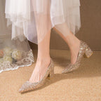 Damen Glitzernde Blockabsatz-Pumps mit funkelndem Design