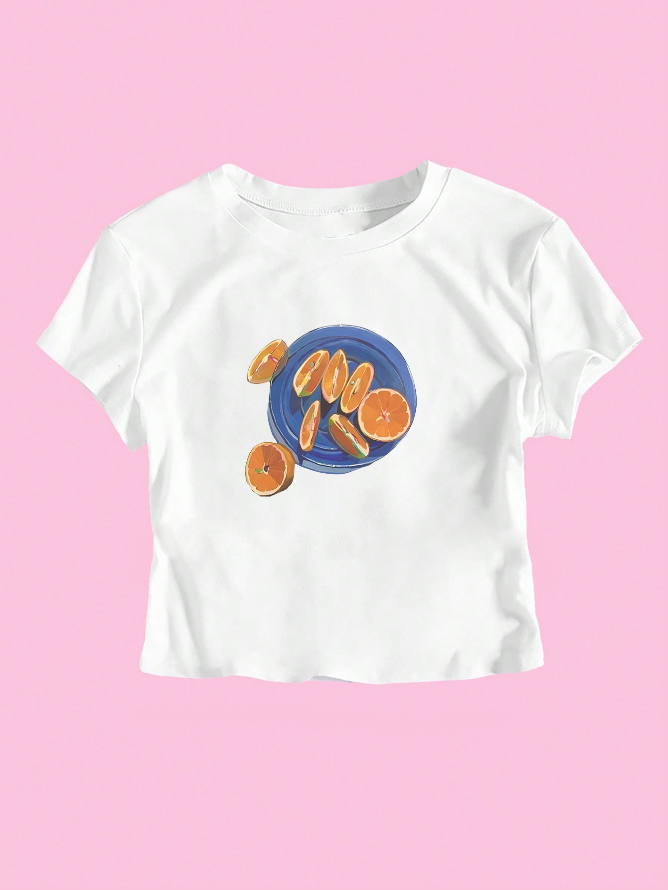 Damen Crop-T-Shirt mit fruchtigem Design und lässigem Schnitt R&B
