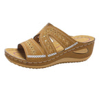 Damen Komfortable Wedge-Pantoletten mit floralem Design R&B