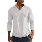 Herren Langarm-Shirt mit modernem V-Ausschnitt und strukturiertem Design R&B