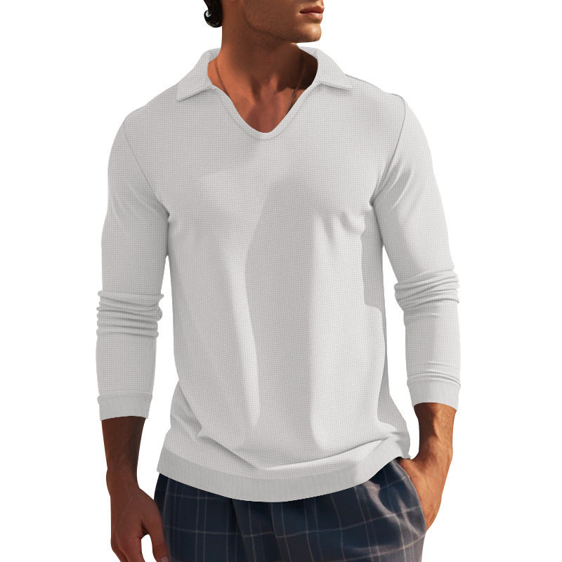 Herren Langarm-Shirt mit modernem V-Ausschnitt und strukturiertem Design R&B