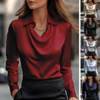 Damen Elegante Bluse mit asymmetrischem Kragen und fließendem Fall