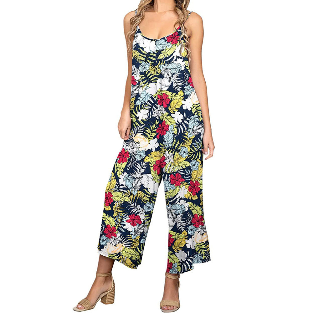 Damen Lässiger Jumpsuit mit floralem Design und weitem Bein R&B