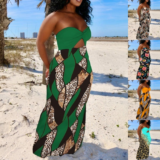 Damen Maxikleid mit schickem Cut-Out-Design und glänzenden Akzenten R&B