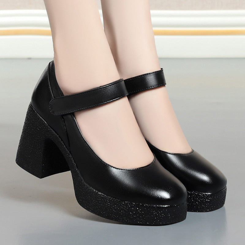Damen Plateau-Mary Jane Pumps mit verstellbarem Riemen und komfortablem Blockabsatz R&B