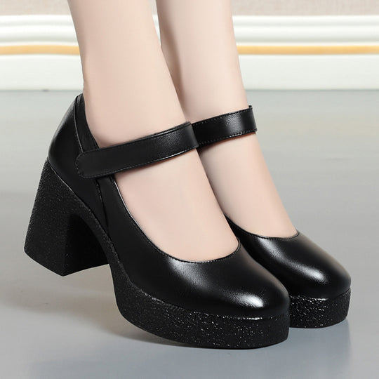 Damen Plateau-Mary Jane Pumps mit verstellbarem Riemen und komfortablem Blockabsatz R&B