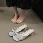 Damen elegante Mules mit dekorativem Schleifenelement und komfortablem Blockabsatz R&B