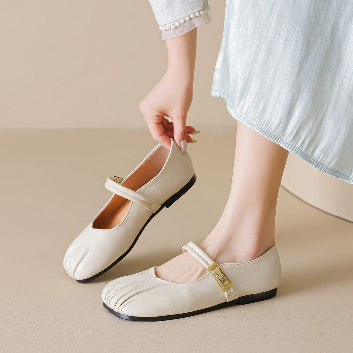 Damen Ballerinas mit dekorativem Riemen und modischem Akzent