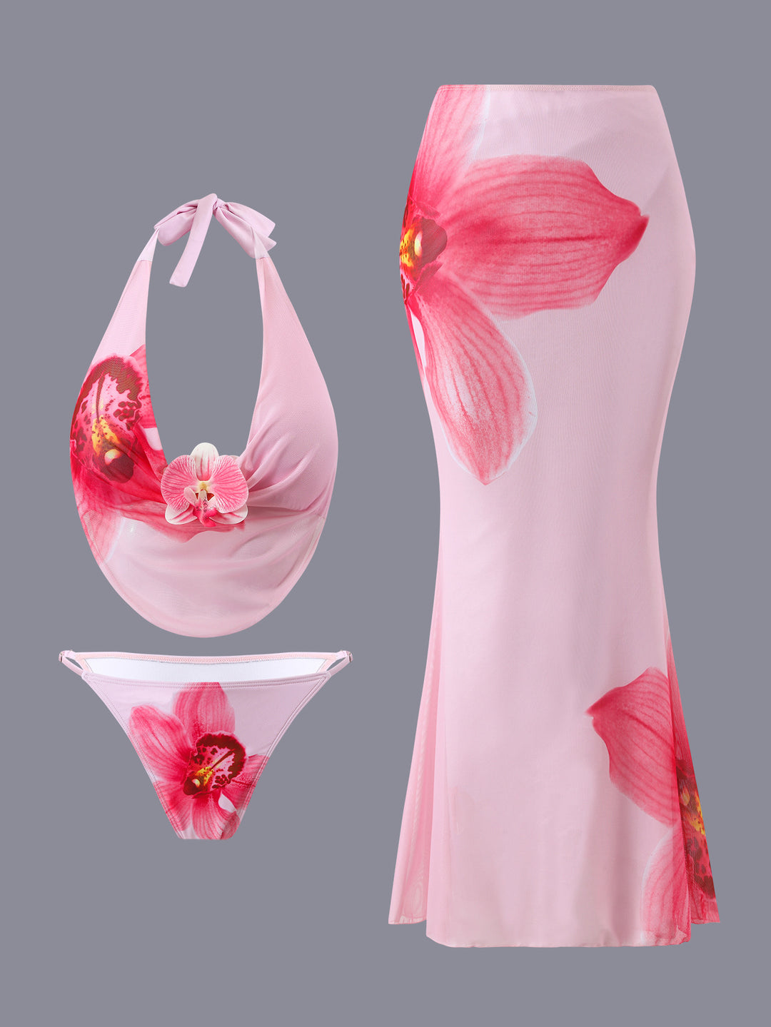 Damen Bikini-Set mit floralem Design und elegantem Wickeloberteil R&B
