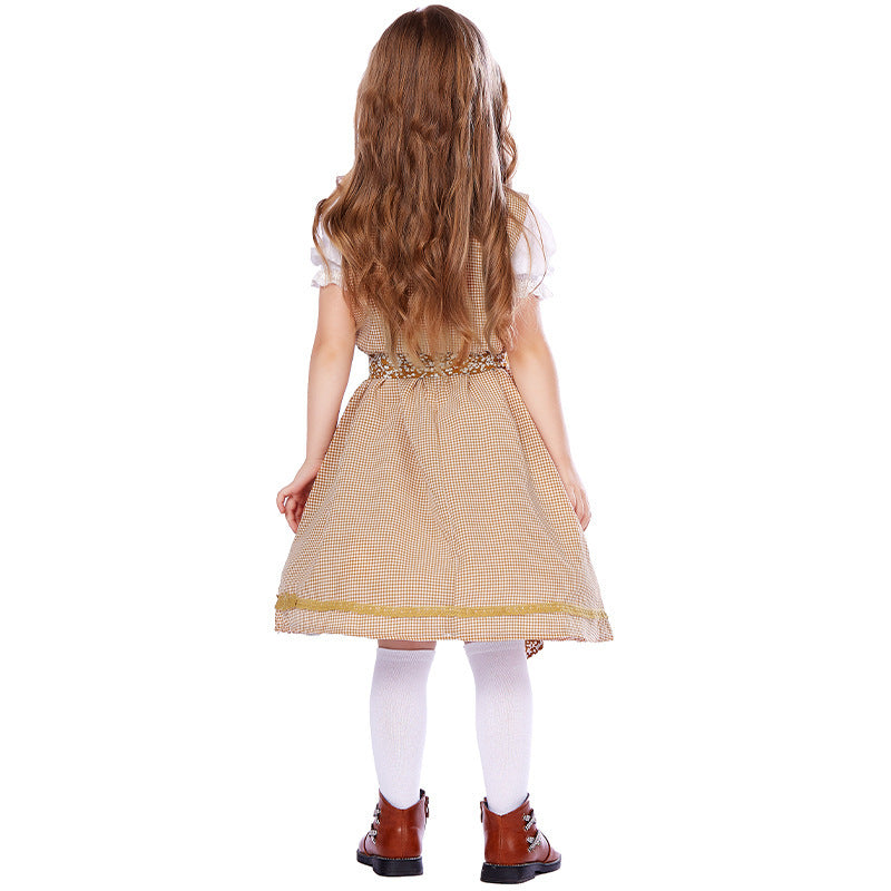 Damen nan traditionelles Trachtenkleid-Set mit geschnürtem Mieder, bestickter Puffbluse und abnehmbarer Schürze R&B