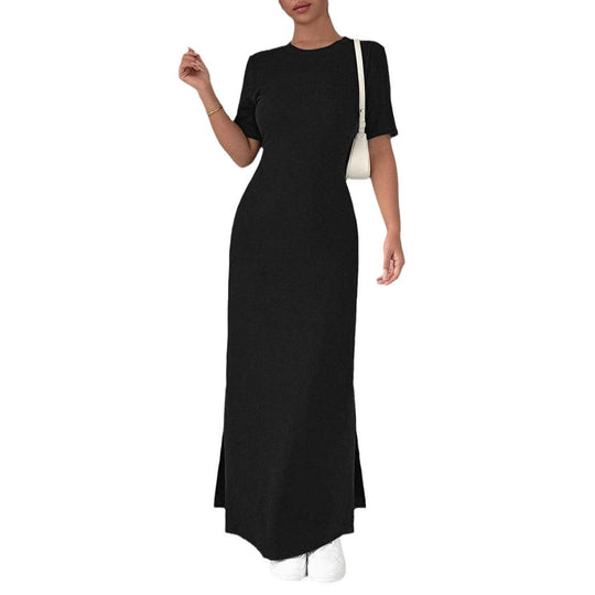 Damen Maxikleid aus weichem Baumwollmix mit Seitenschlitz R&B
