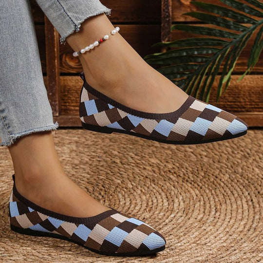 Damen Ballerinas mit geometrischem Muster und flexiblem Fußbett R&B