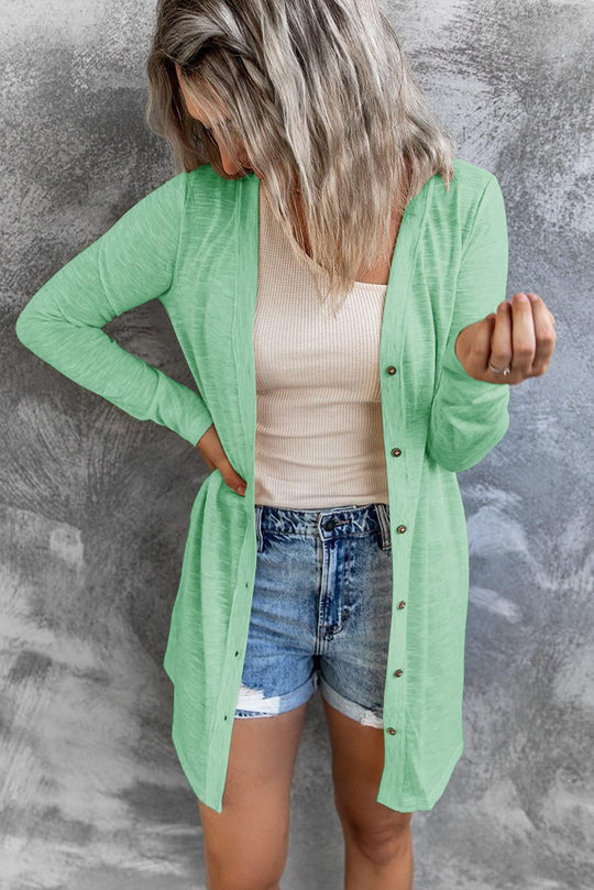 Damen Longline Cardigan mit umfassendem Knopfverschluss und elegantem Schnitt R&B