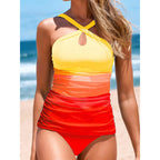 Damen Tankini-Set mit modischem Wickeldesign und figurformendem Schnitt R&B