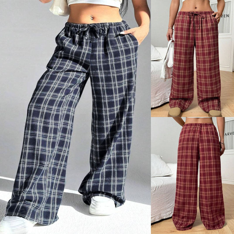 Damen Weite Karohose mit elastischem Bund und praktischen Taschen R&B