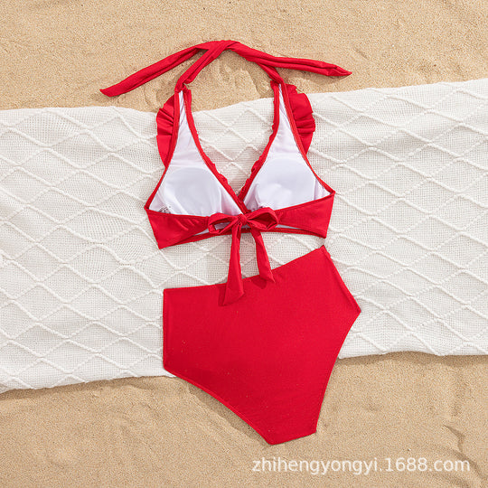 Damen Hoch-waisted Bikini mit voluminösem Rüschendesign R&B