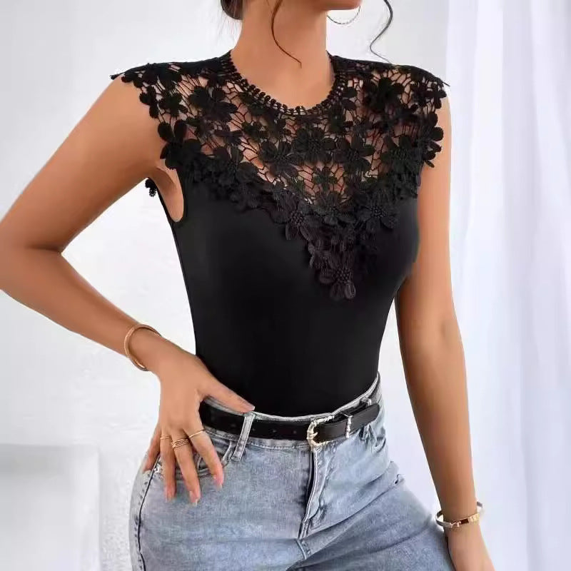 Elegantes Damen-Spitzenhemd mit R&B-Applikation