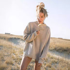 Damen Oversized Strickpullover mit luftigen Maschen und Seitenschlitzen R&B