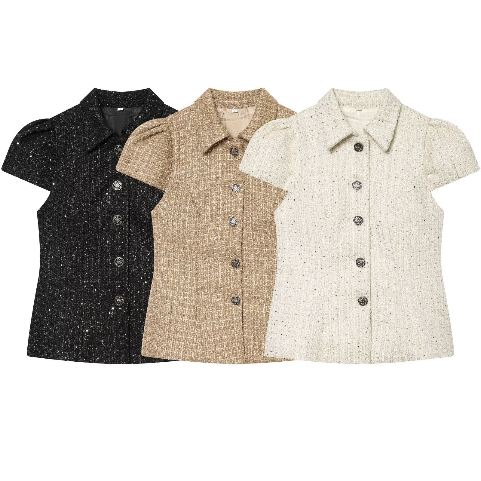Damen modische Bluse im Tweed-Stil R&B