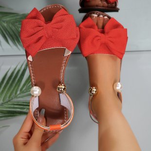Damen Sandalen mit dekorativem Schleifenakzent und eleganten Perlendetails R&B
