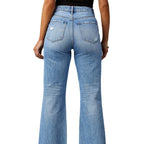 Damen Flared Jeans mit Distressed-Effekten und hohem Bund R&B