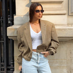 Damen Karierte Oversized-Blazerjacke im lässigen Schnitt R&B