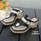 Damen Wedge-Sandaletten mit modischem Riemendesign und dekorativem Schnallenverschluss R&B