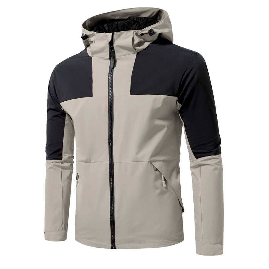 Herren Windbreaker Jacke mit verstellbarem Kapuzenkragen und seitlichen Taschen R&B