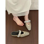 Damen offene Mules mit dekorativem Riemen und modischem Design R&B