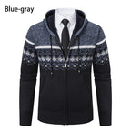 Herren stilvolle Strickjacke mit Kapuze und Norweger-Muster R&B