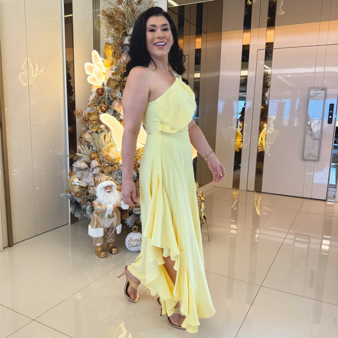 Damen Maxikleid mit eleganter Raffung R&B
