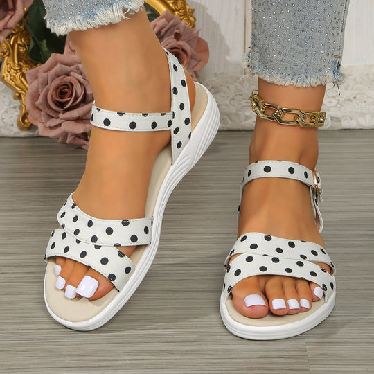 Damen elegante Sandalen mit verstelbaren Riemen und punktiertem Design R&B