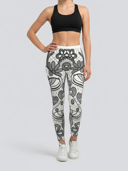 Damen Sportleggings mit stylischem Sternen-Design und hohem Bund R&B