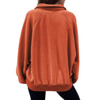 Damen oversized Pullover mit Puffärmeln und Knopfdetails R&B