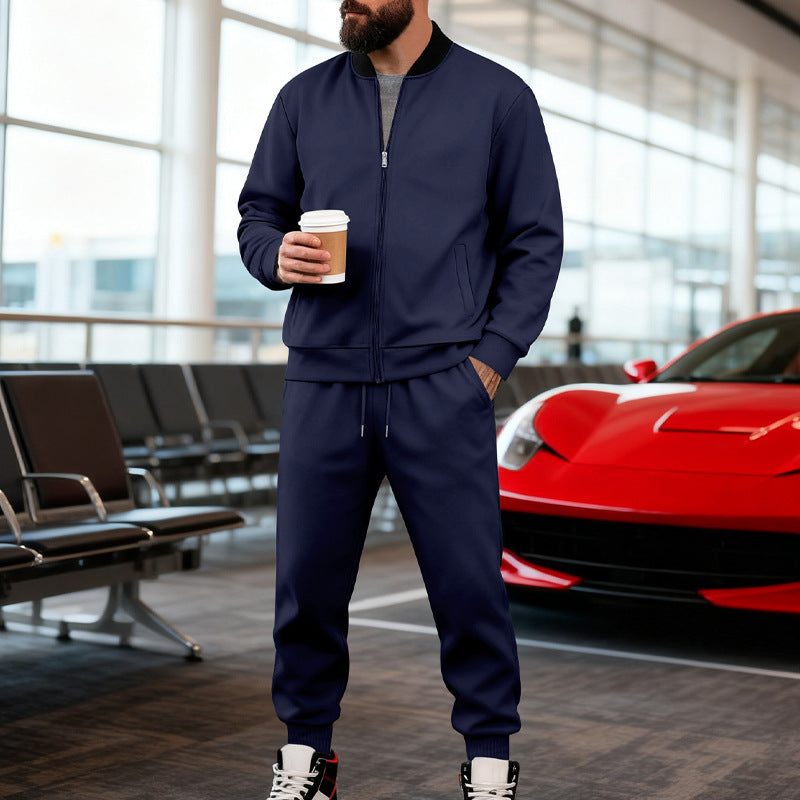 Herren nan sportlicher Freizeitanzug aus weicher Baumwollmischung mit Reißverschlussjacke und elastischer Jogginghose R&B