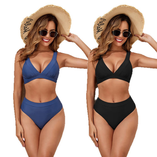Damen Triangel-Bikini-Set mit gepolstertem Oberteil und hohen Hosen R&B