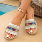 Damen Komfortable und modische Badesandalen mit buntem Schmuckelement R&B