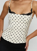 Damen Polka Dots Bustier-Top mit Spitzenakzenten EB